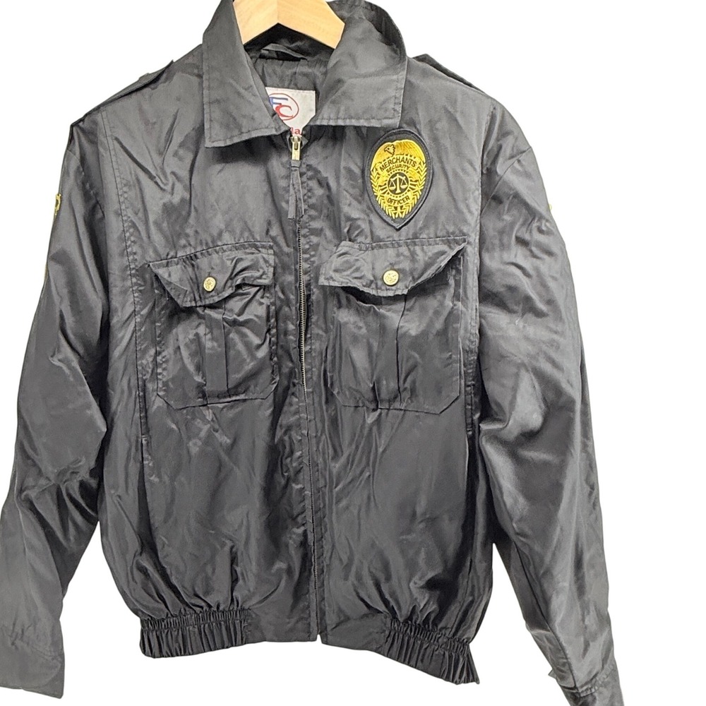 Vtg Merchants Security Officer Jacket/windbreaker‎ Uniform Workwear Black *read*
